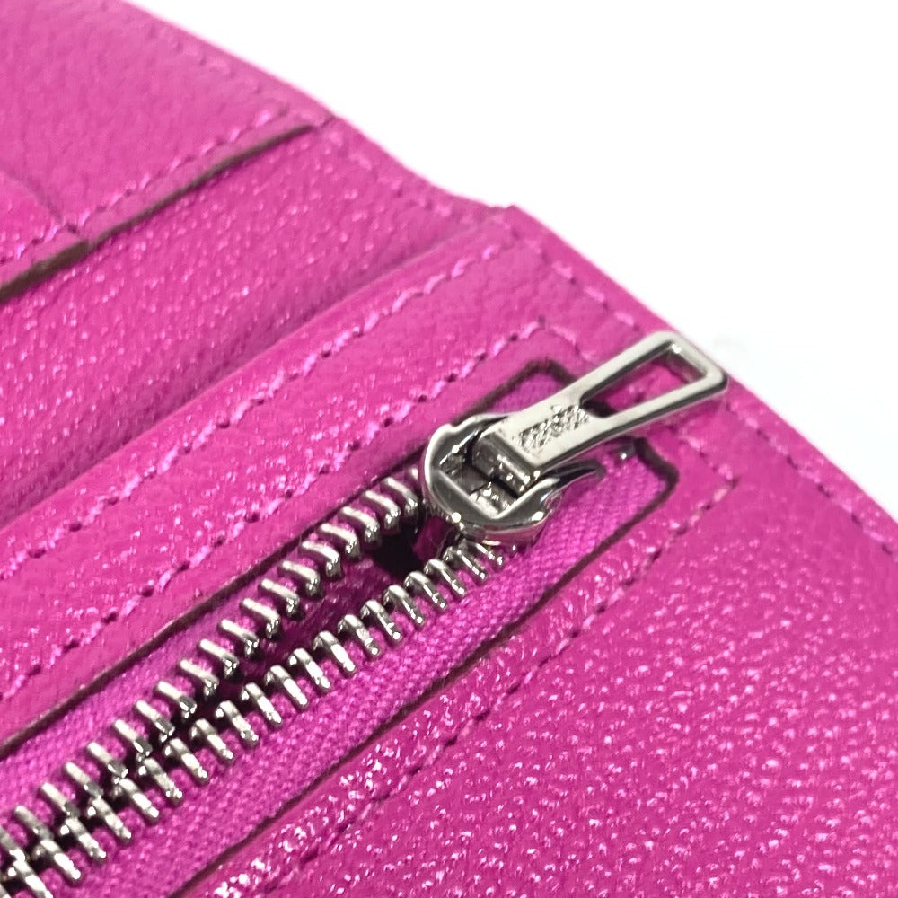 HERMES Trifold wallet Shave Pink type Purple type Bearn Compact Combination Women Used