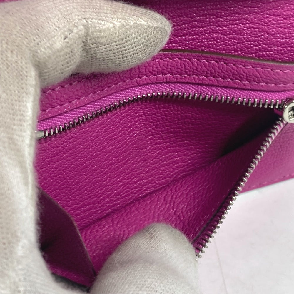 HERMES Trifold wallet Shave Pink type Purple type Bearn Compact Combination Women Used