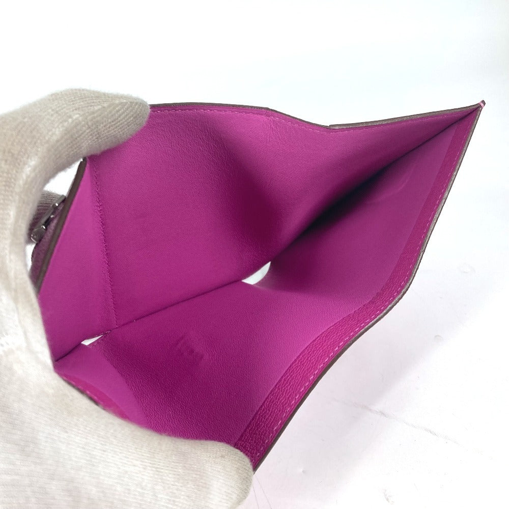HERMES Trifold wallet Shave Pink type Purple type Bearn Compact Combination Women Used