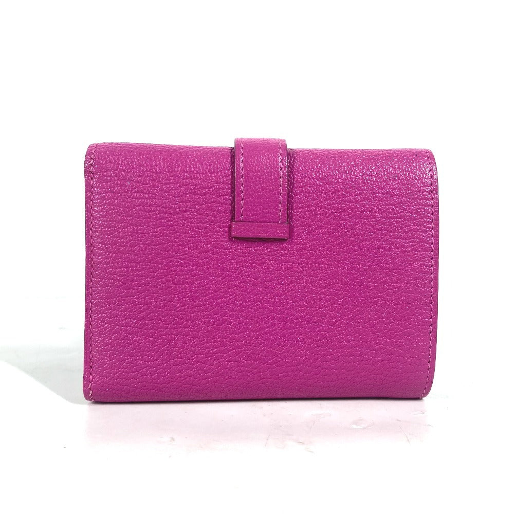 HERMES Trifold wallet Shave Pink type Purple type Bearn Compact Combination Women Used