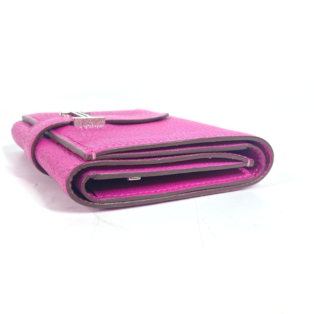 HERMES Trifold wallet Shave Pink type Purple type Bearn Compact Combination Women Used