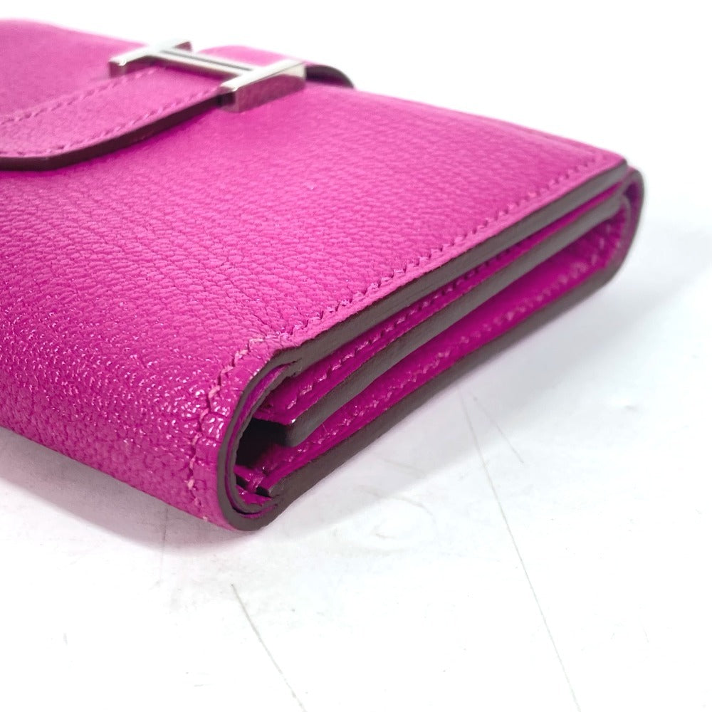 HERMES Trifold wallet Shave Pink type Purple type Bearn Compact Combination Women Used