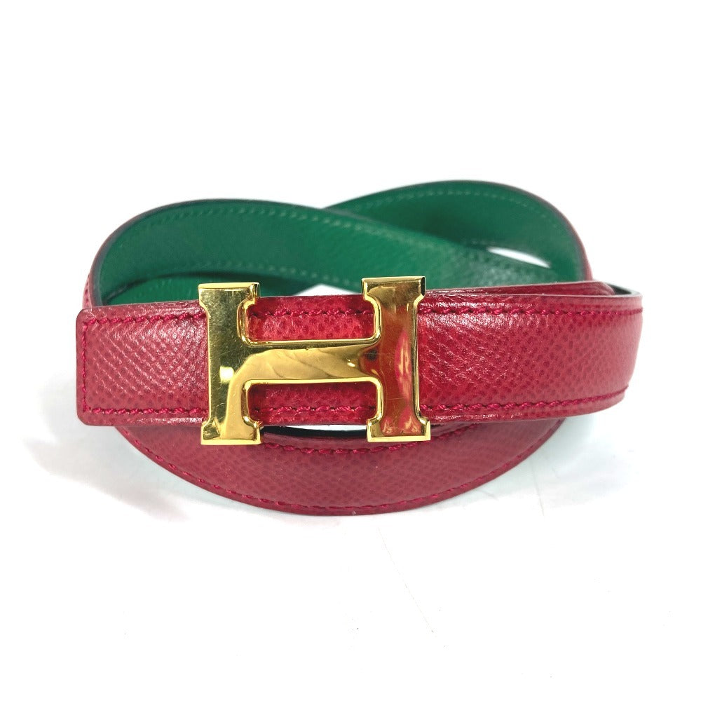 HERMES belt leather Red x green By color H belt Women 60 Used