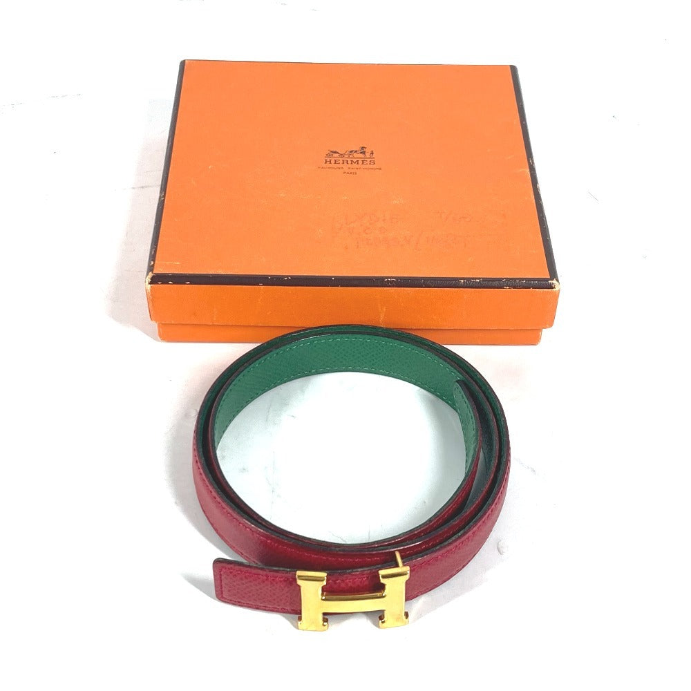 HERMES belt leather Red x green By color H belt Women 60 Used