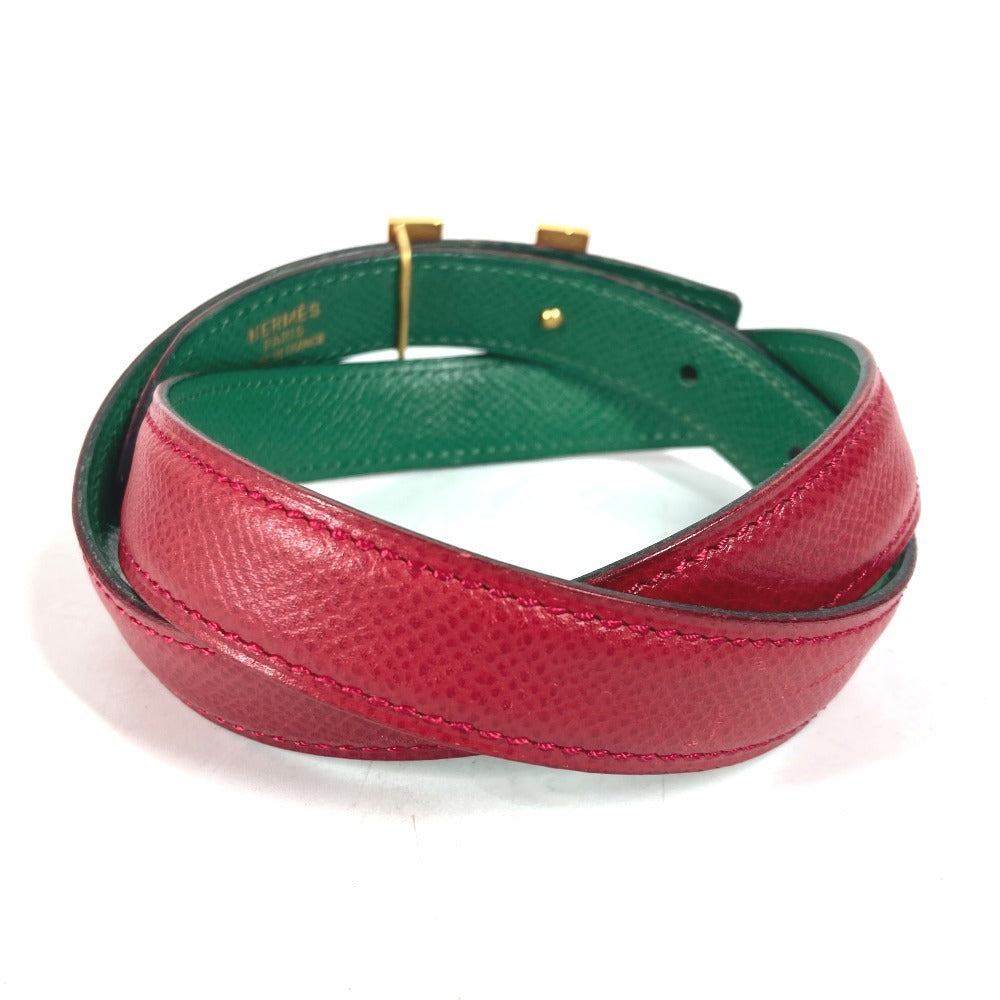 HERMES belt leather Red x green By color H belt Women 60 Used