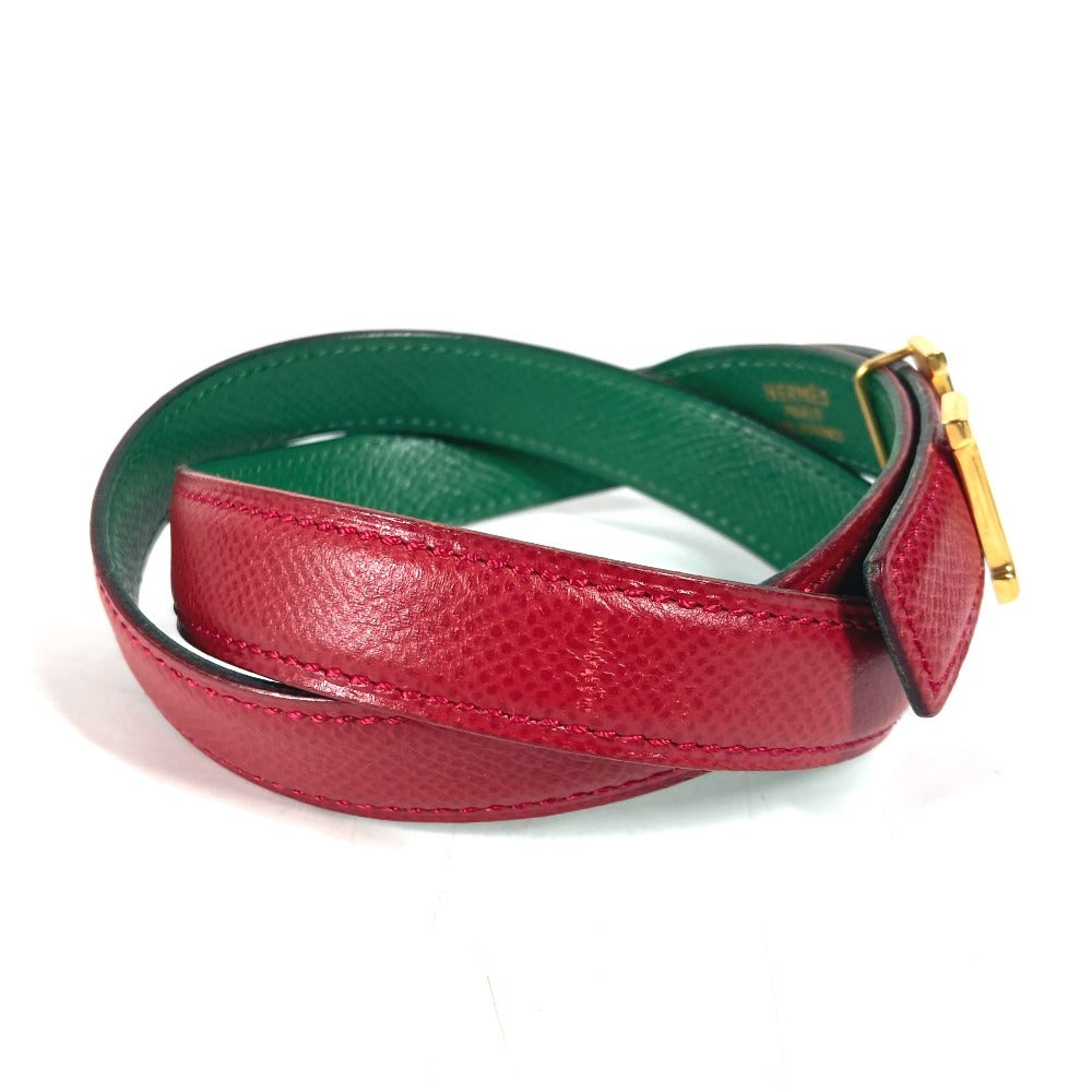 HERMES belt leather Red x green By color H belt Women 60 Used