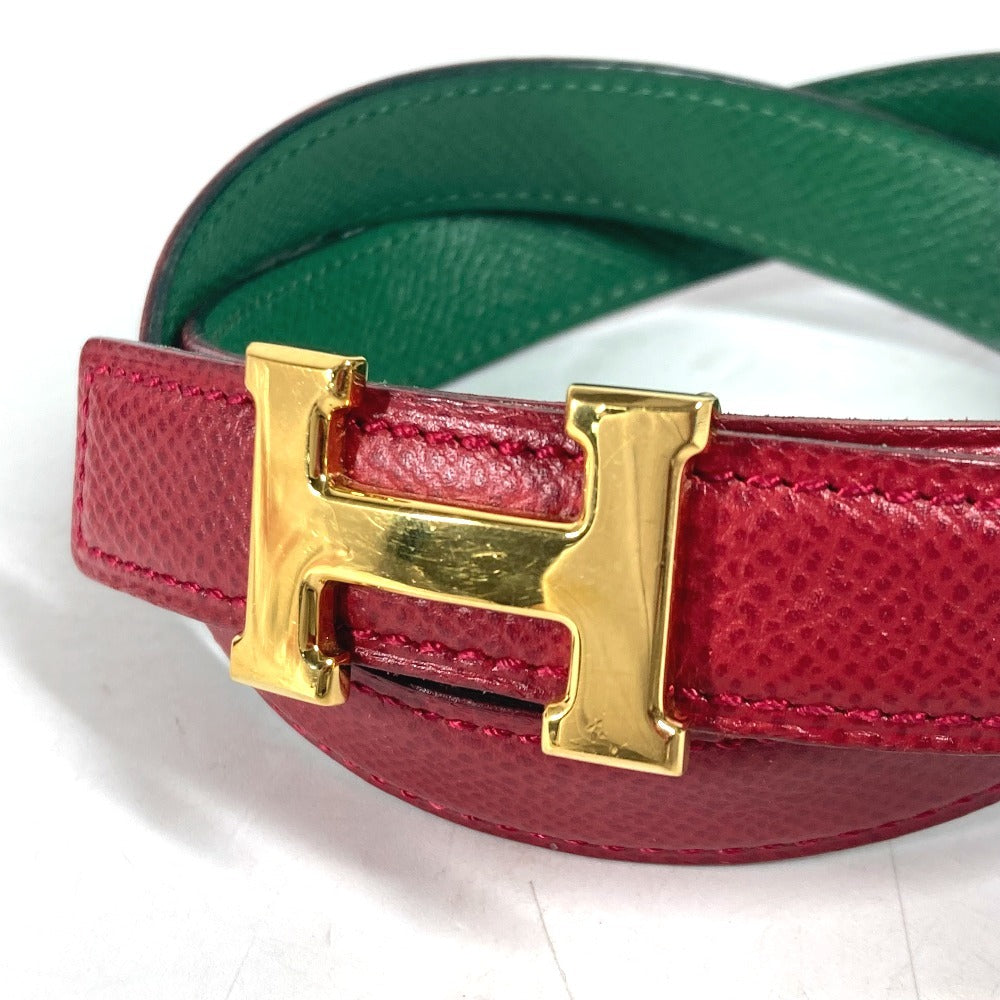 HERMES belt leather Red x green By color H belt Women 60 Used