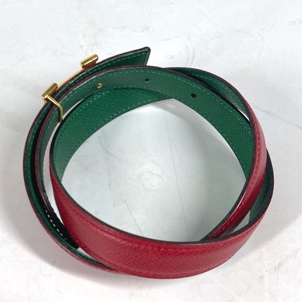 HERMES belt leather Red x green By color H belt Women 60 Used