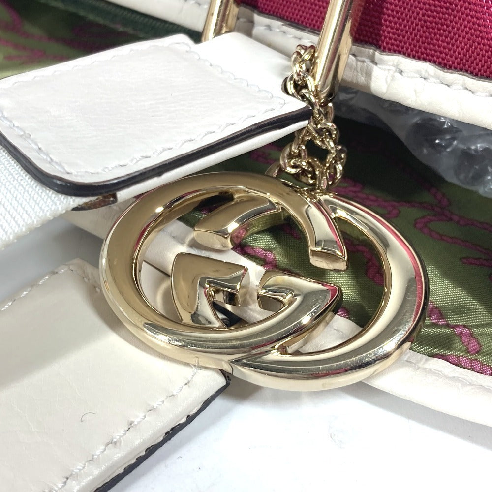 GUCCI Shoulder Bag 264216 Leather/nylon jacquard pink GG charm logo Women Used