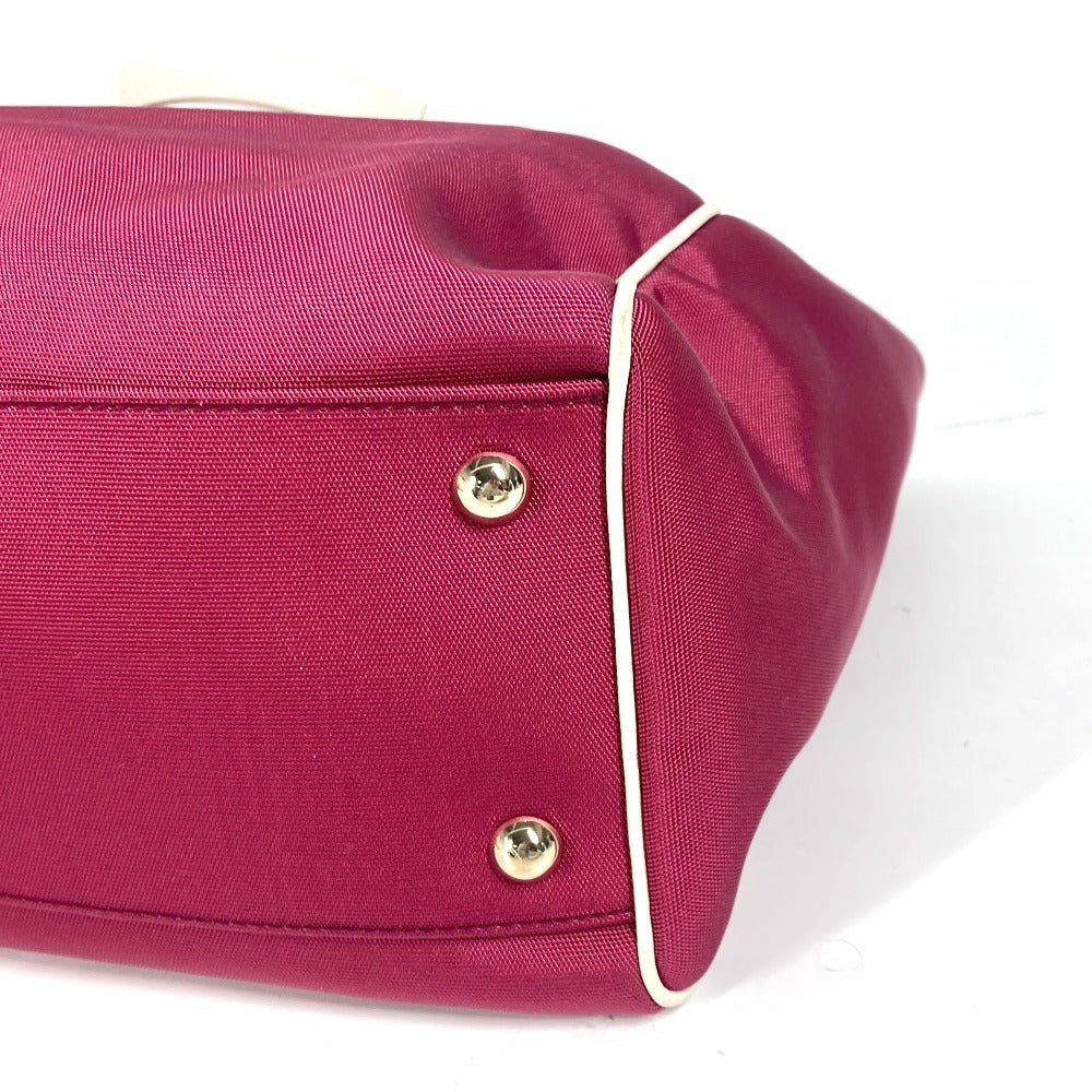 GUCCI Shoulder Bag 264216 Leather/nylon jacquard pink GG charm logo Women Used