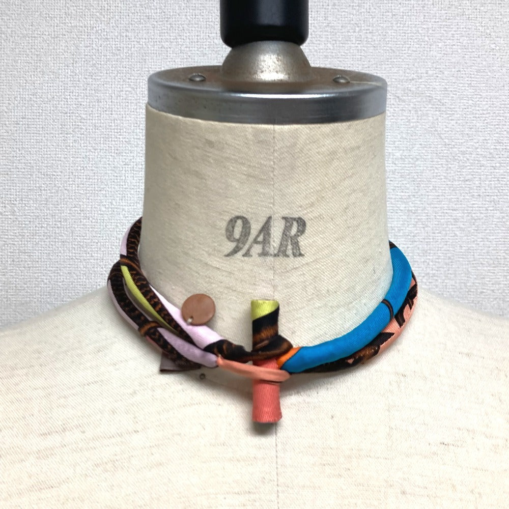 HERMES Necklace silk multicolor choker Petit h petit ash Women Used