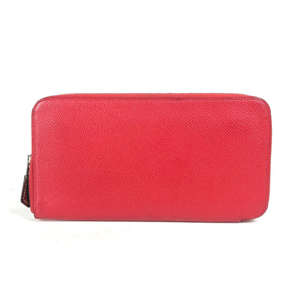 HERMES Long Wallet Purse Epsom Red Zip Around long wallet Azap long silk in unisex(Unisex) Used