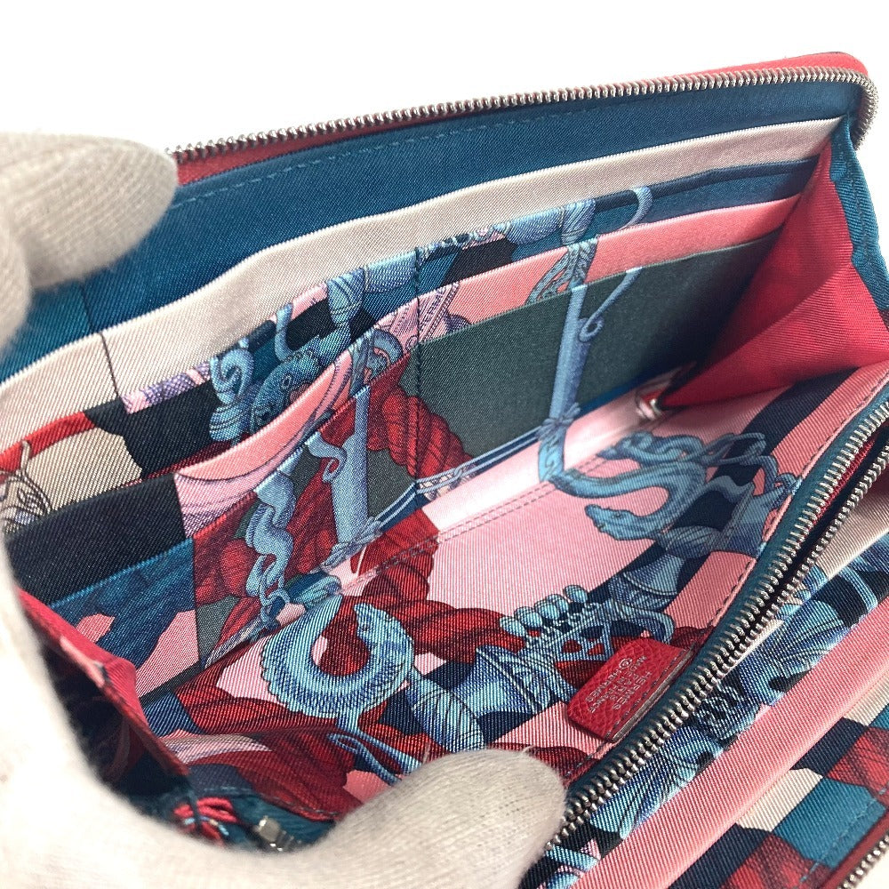 HERMES Long Wallet Purse Epsom Red Zip Around long wallet Azap long silk in unisex(Unisex) Used