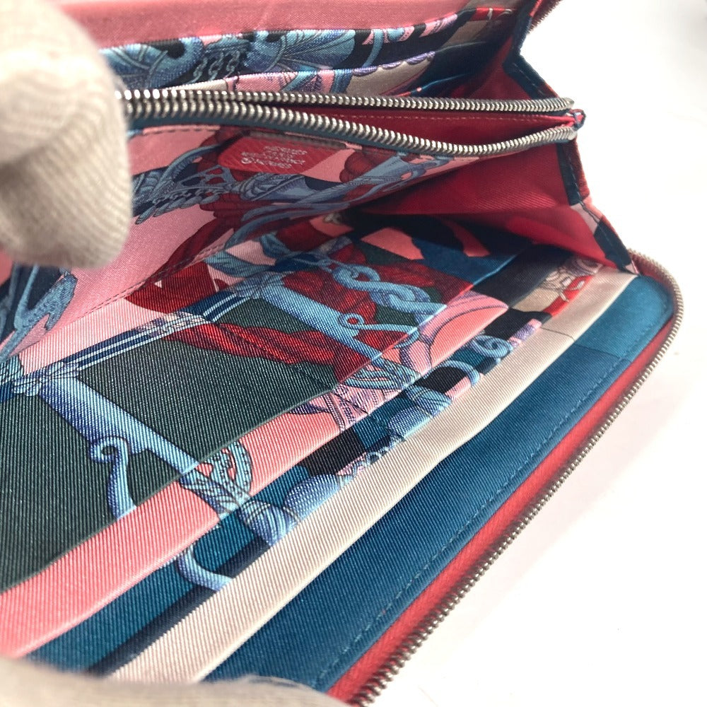 HERMES Long Wallet Purse Epsom Red Zip Around long wallet Azap long silk in unisex(Unisex) Used