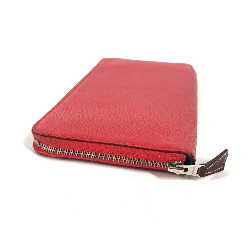 HERMES Long Wallet Purse Epsom Red Zip Around long wallet Azap long silk in unisex(Unisex) Used