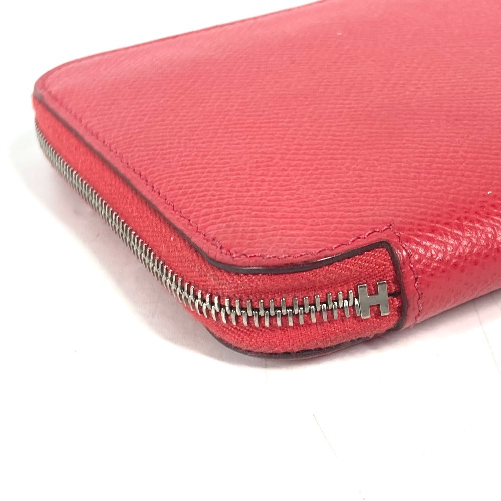 HERMES Long Wallet Purse Epsom Red Zip Around long wallet Azap long silk in unisex(Unisex) Used