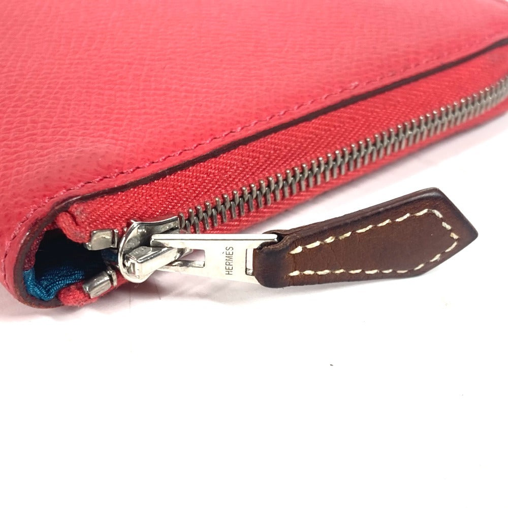 HERMES Long Wallet Purse Epsom Red Zip Around long wallet Azap long silk in unisex(Unisex) Used