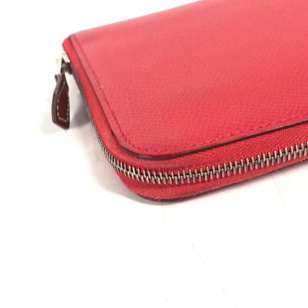 HERMES Long Wallet Purse Epsom Red Zip Around long wallet Azap long silk in unisex(Unisex) Used