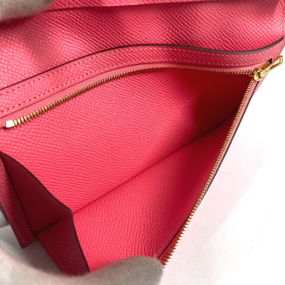 HERMES Long Wallet Purse Epsom pink H logo Beansufla unisex(Unisex) Used