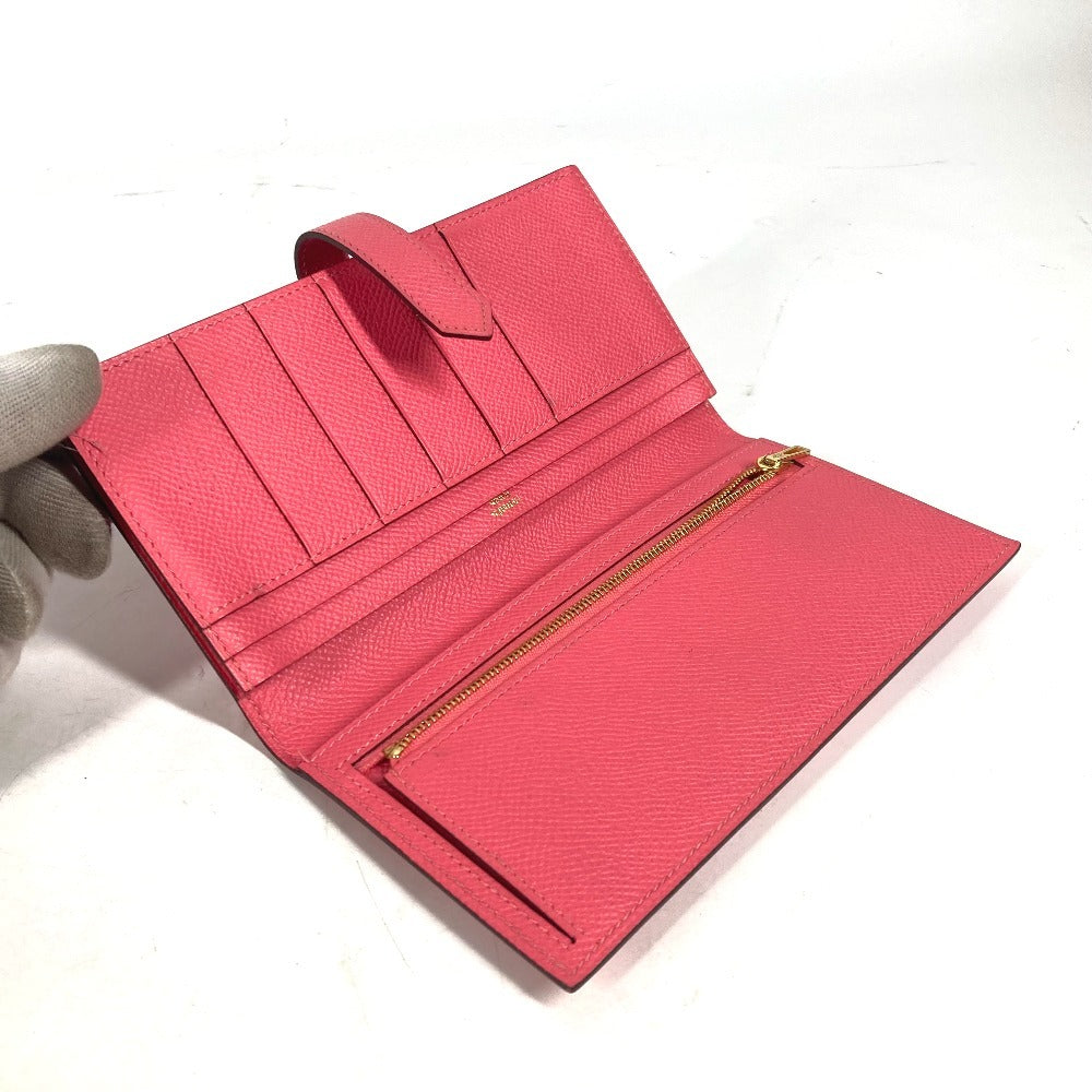 HERMES Long Wallet Purse Epsom pink H logo Beansufla unisex(Unisex) Used
