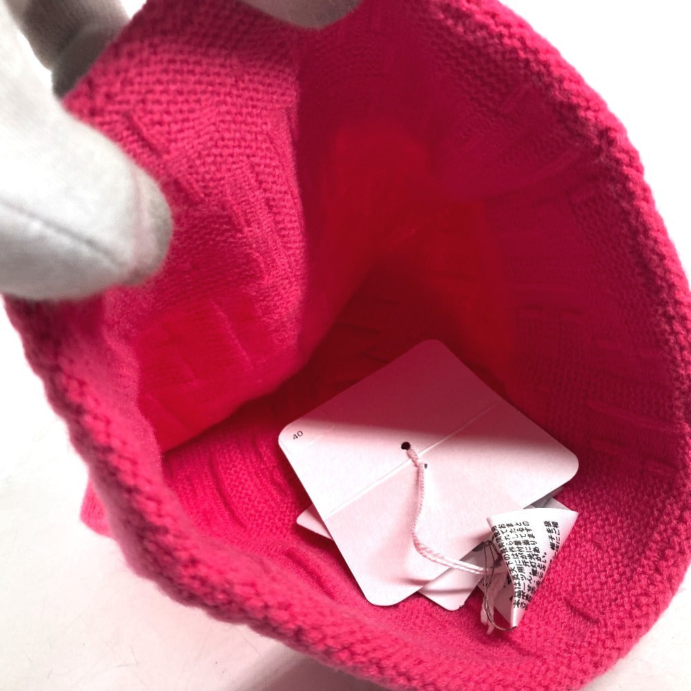 HERMES Knit hat wool pink Serie H logo fragrance Women M Used