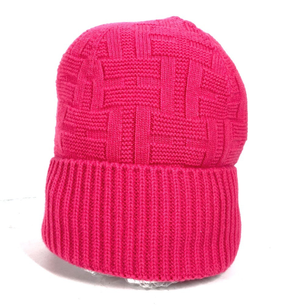 HERMES Knit hat wool pink Serie H logo fragrance Women M Used
