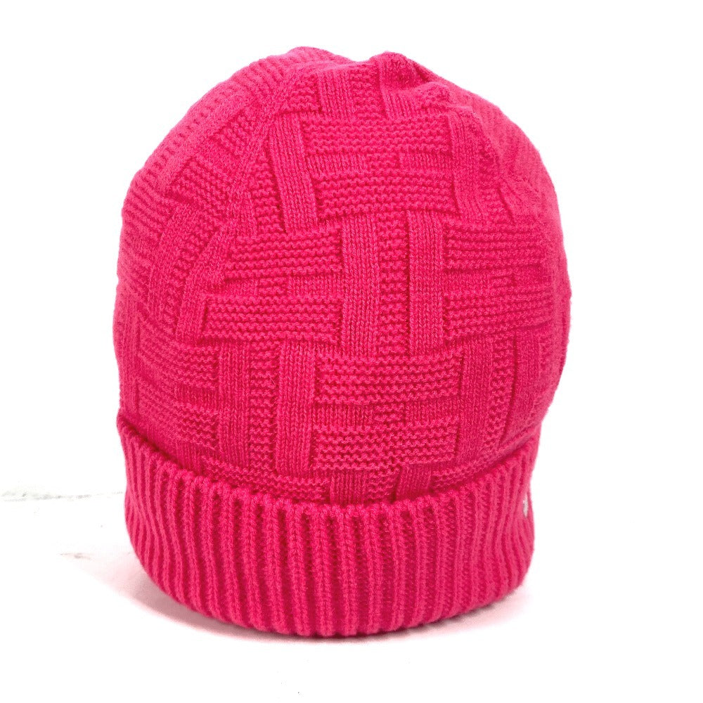 HERMES Knit hat wool pink Serie H logo fragrance Women M Used