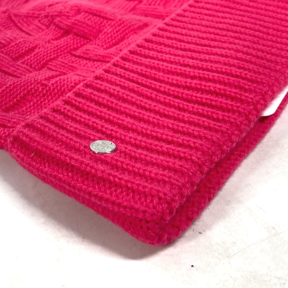 HERMES Knit hat wool pink Serie H logo fragrance Women M Used