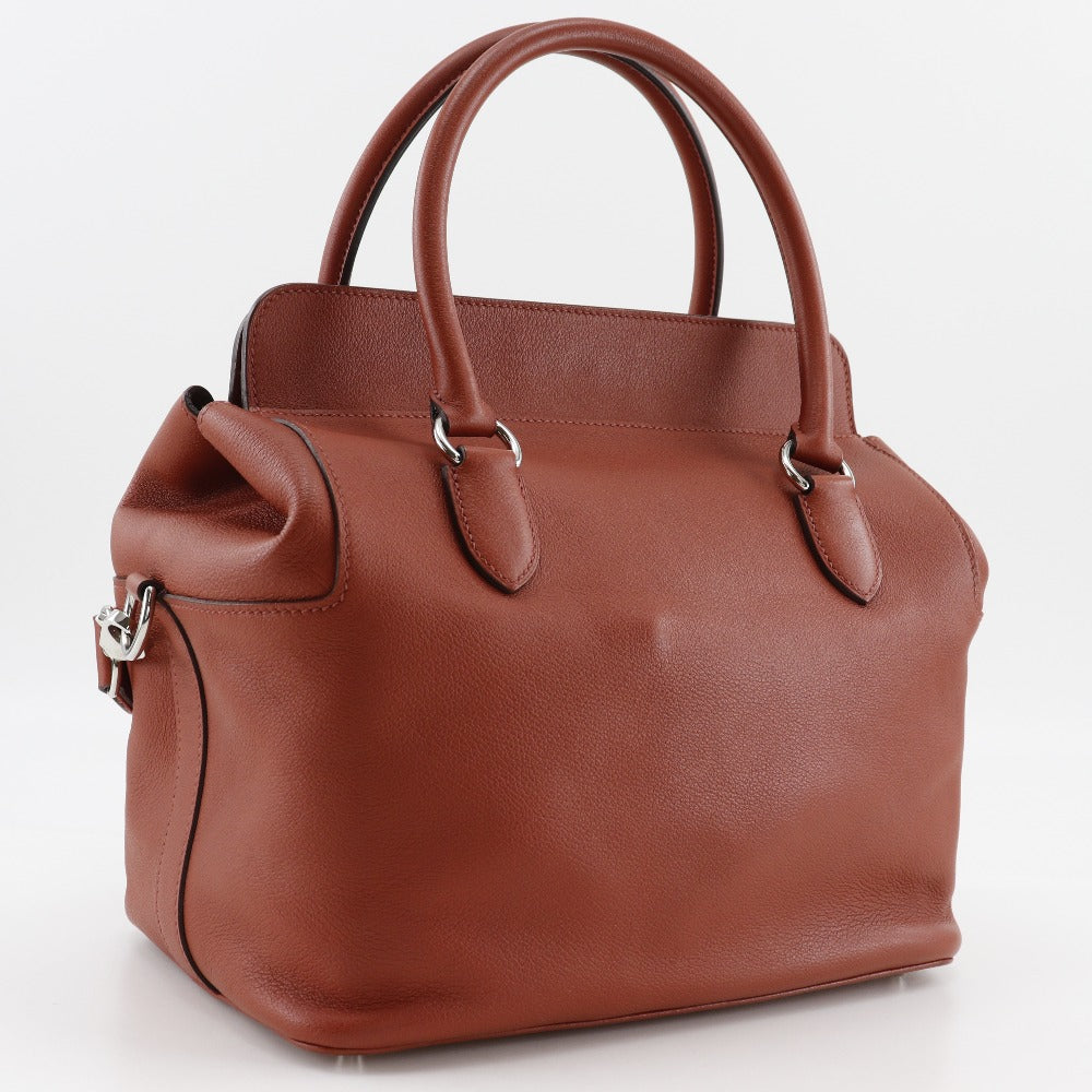 HERMES Handbag leather Red tea 2WAYShoulder Toolbox 26