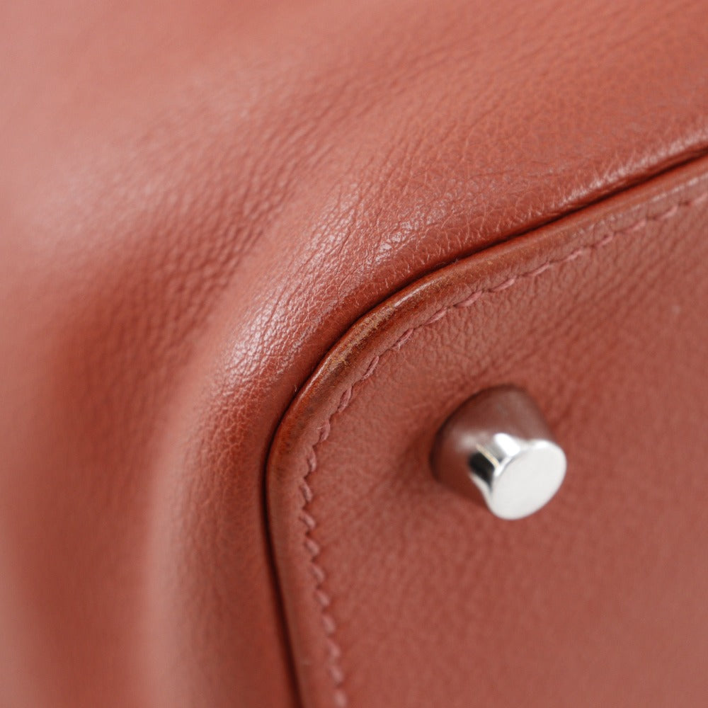 HERMES Handbag leather Red tea 2WAYShoulder Toolbox 26