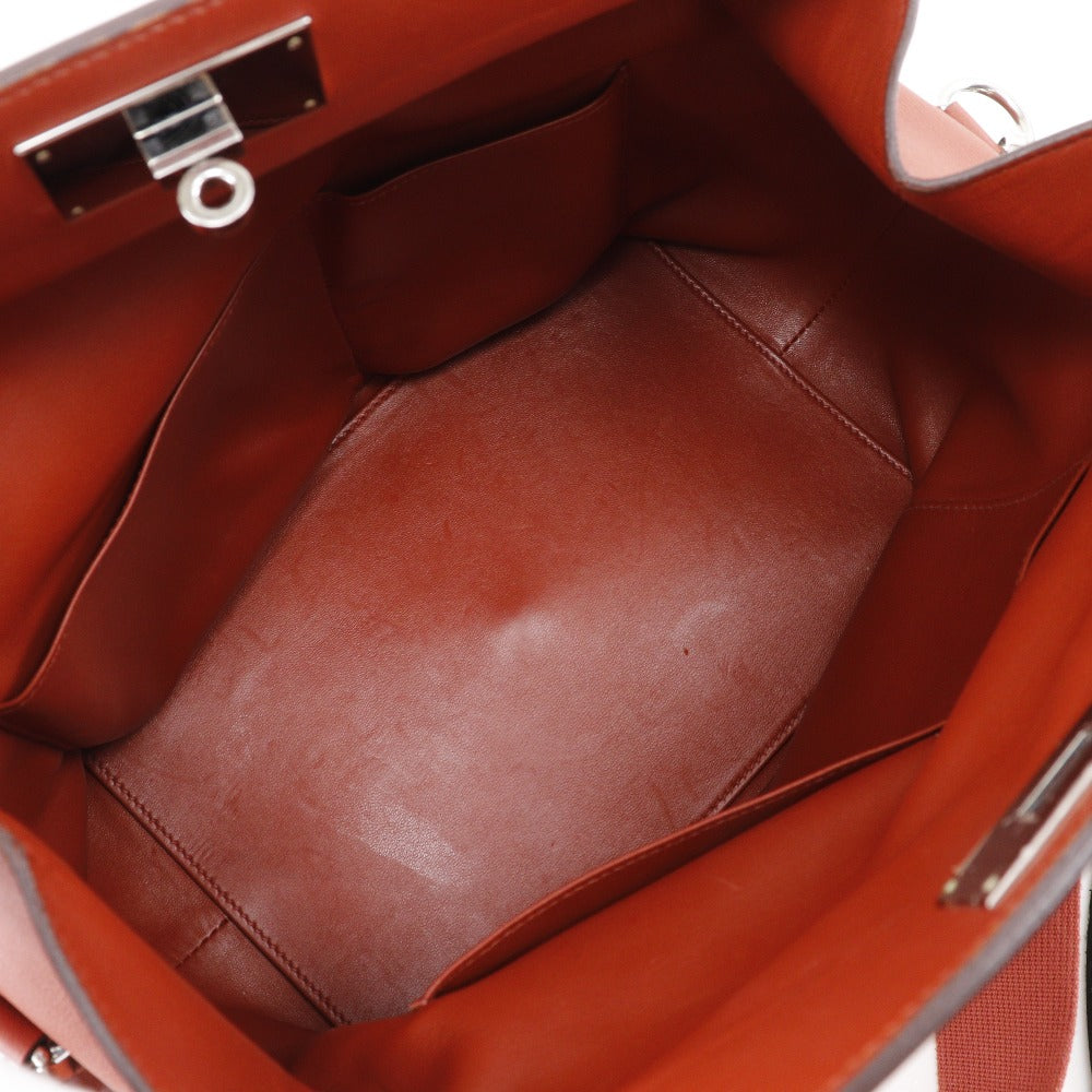 HERMES Handbag leather Red tea 2WAYShoulder Toolbox 26