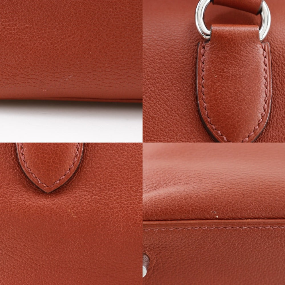 HERMES Handbag leather Red tea 2WAYShoulder Toolbox 26