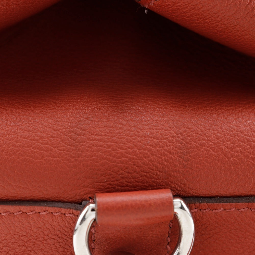 HERMES Handbag leather Red tea 2WAYShoulder Toolbox 26