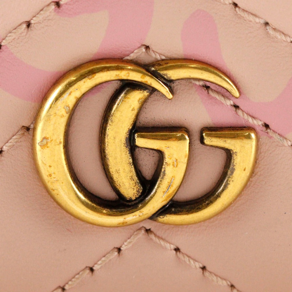 GUCCI Bifold Wallet 449421 leather pink Card Case GG ghost Compact wallet Women Used