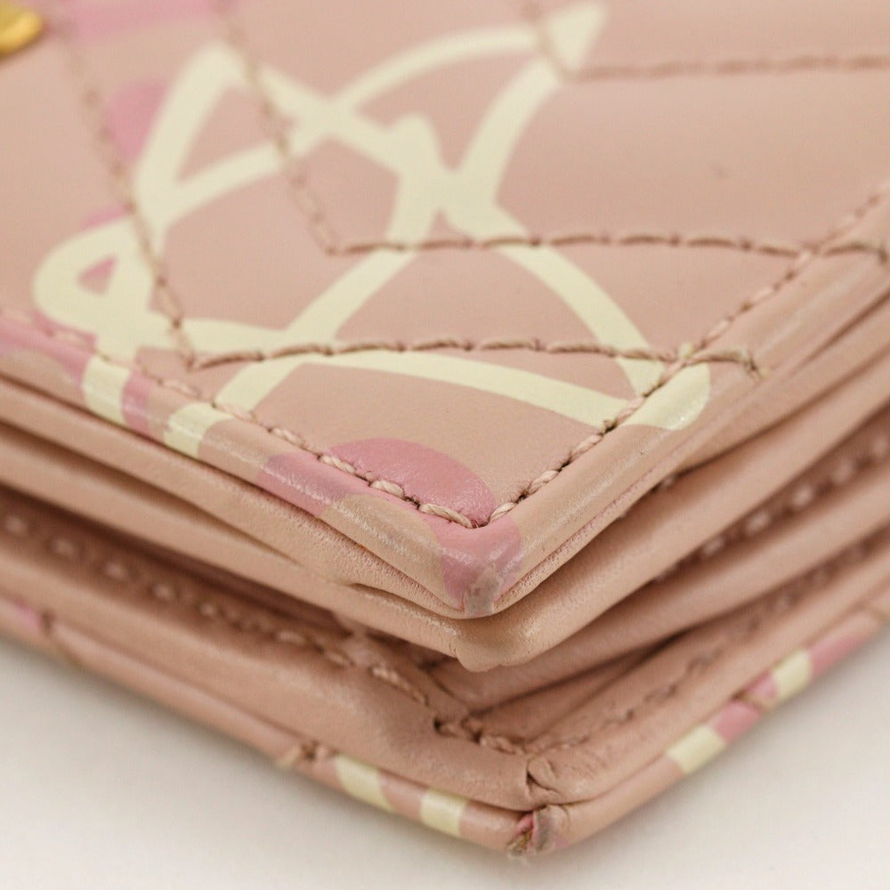 GUCCI Bifold Wallet 449421 leather pink Card Case GG ghost Compact wallet Women Used