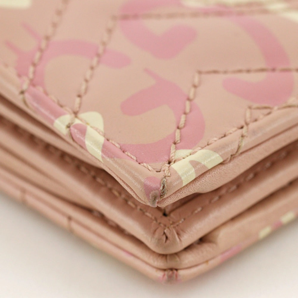 GUCCI Bifold Wallet 449421 leather pink Card Case GG ghost Compact wallet Women Used