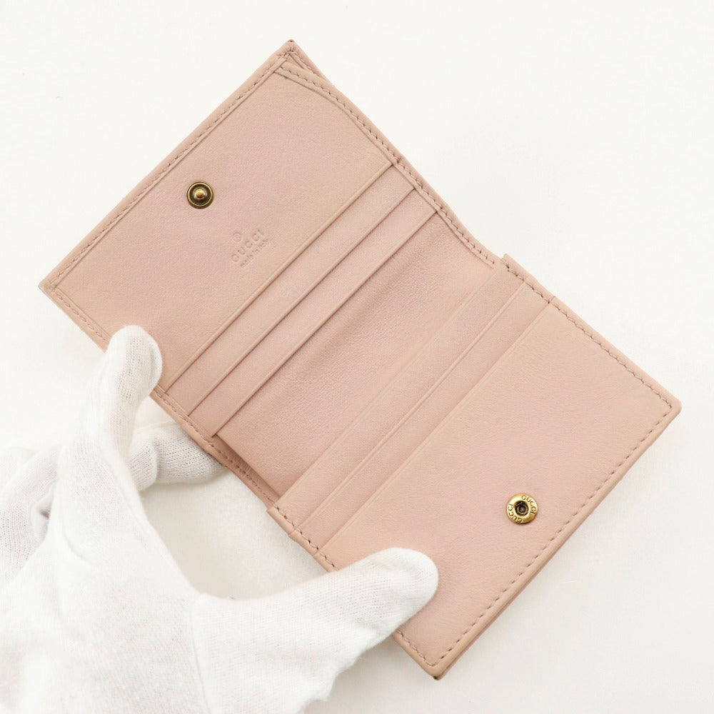 GUCCI Bifold Wallet 449421 leather pink Card Case GG ghost Compact wallet Women Used