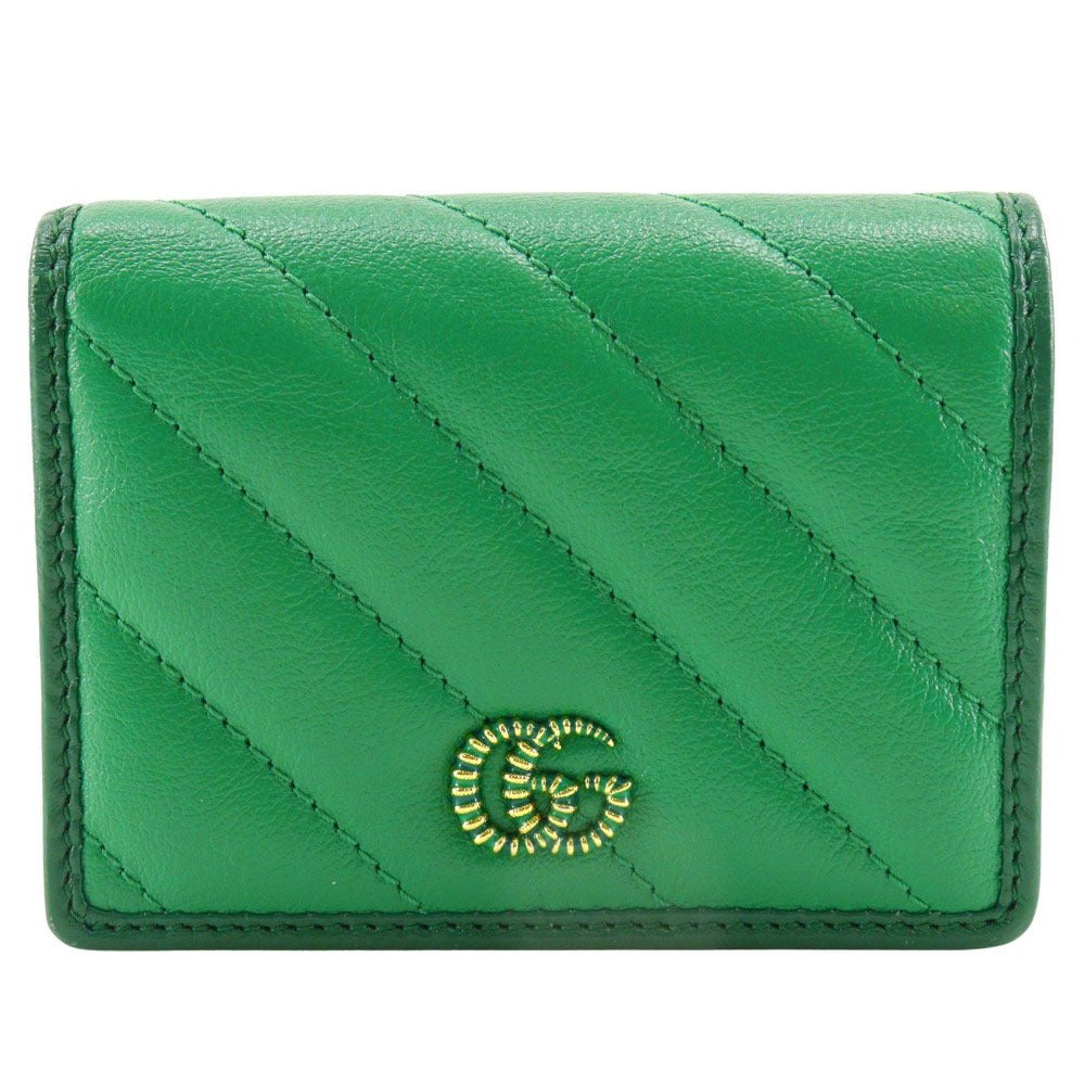 GUCCI Bifold Wallet 573811 leather green GG Marmont Compact wallet Women Used