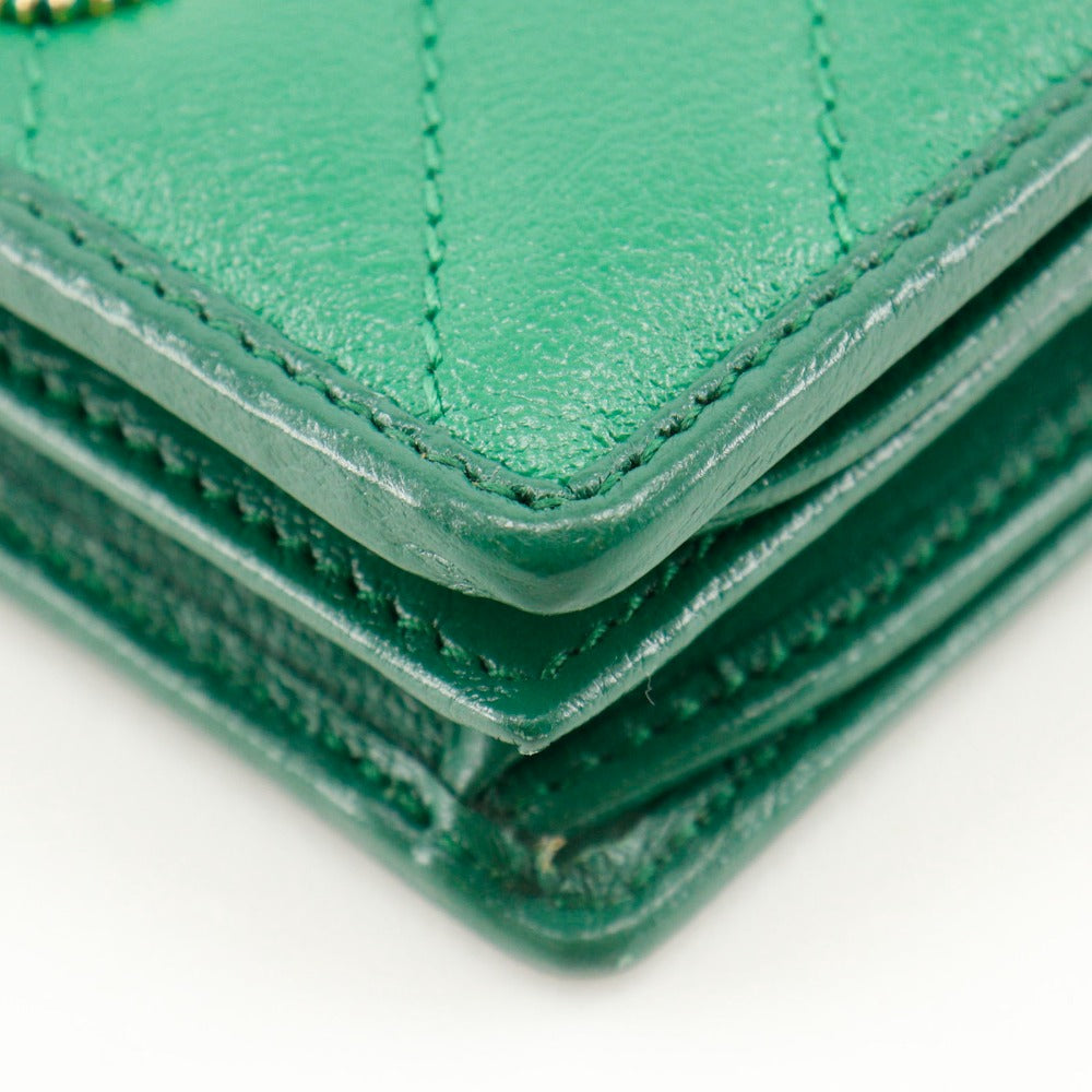 GUCCI Bifold Wallet 573811 leather green GG Marmont Compact wallet Women Used