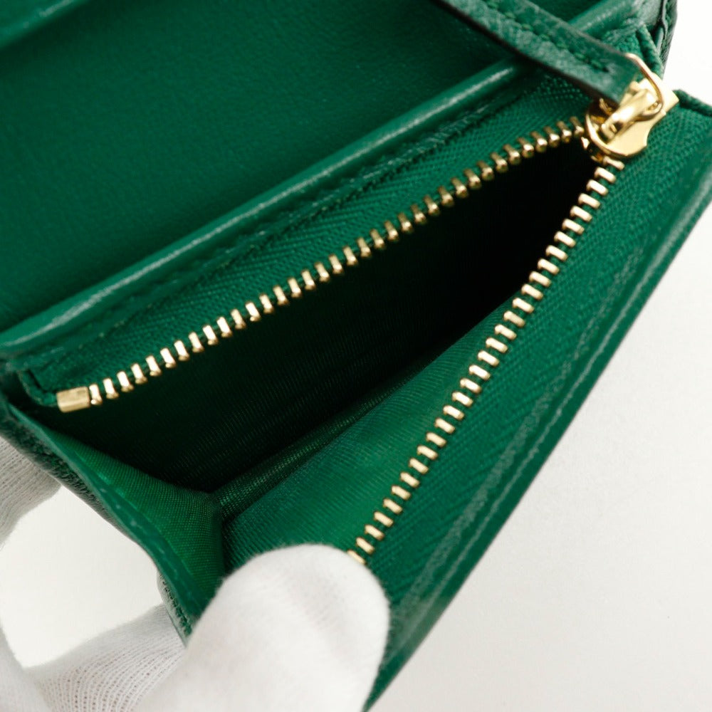 GUCCI Bifold Wallet 573811 leather green GG Marmont Compact wallet Women Used