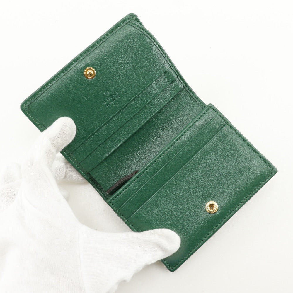 GUCCI Bifold Wallet 573811 leather green GG Marmont Compact wallet Women Used