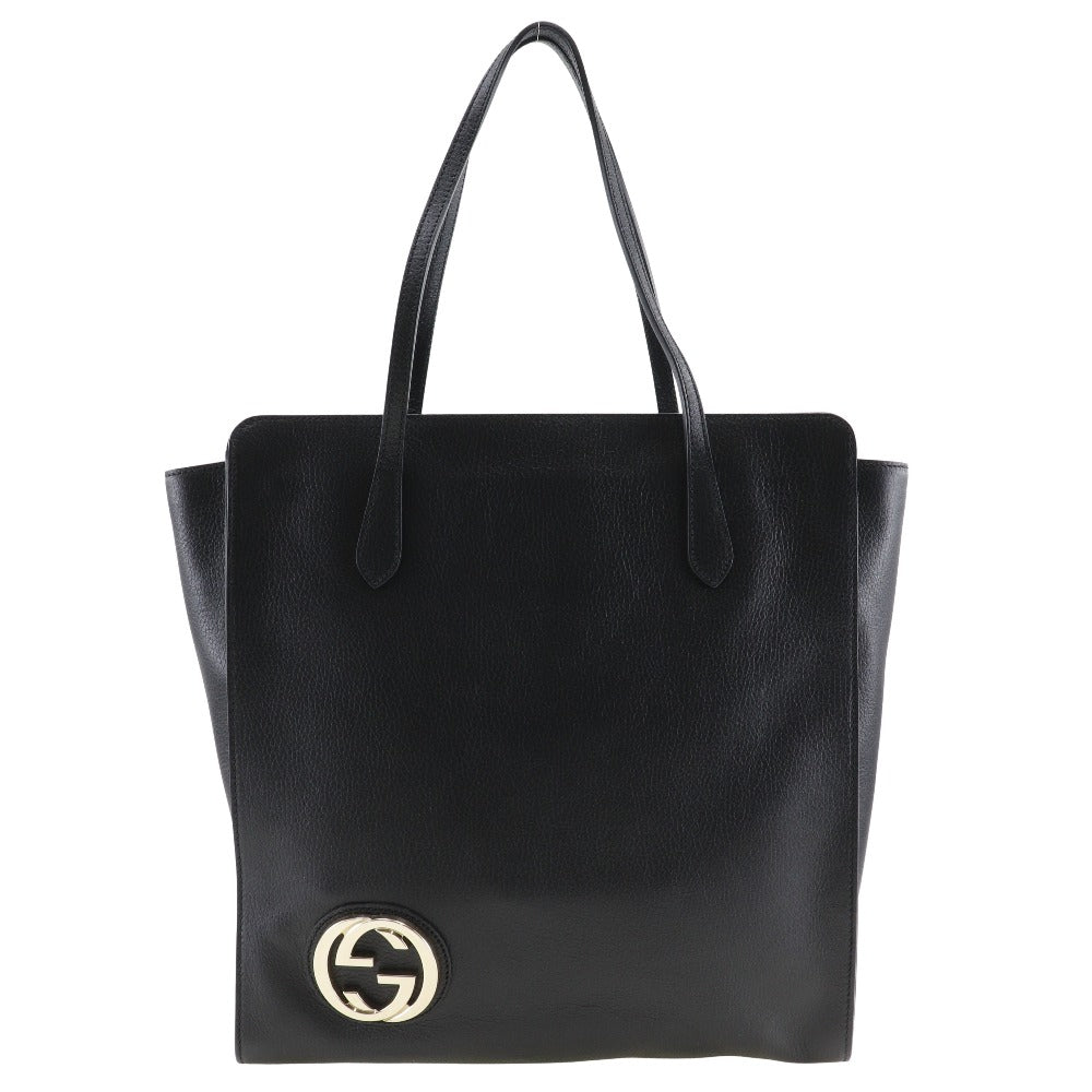 GUCCI Tote Bag 353581 leather black Interlocking G