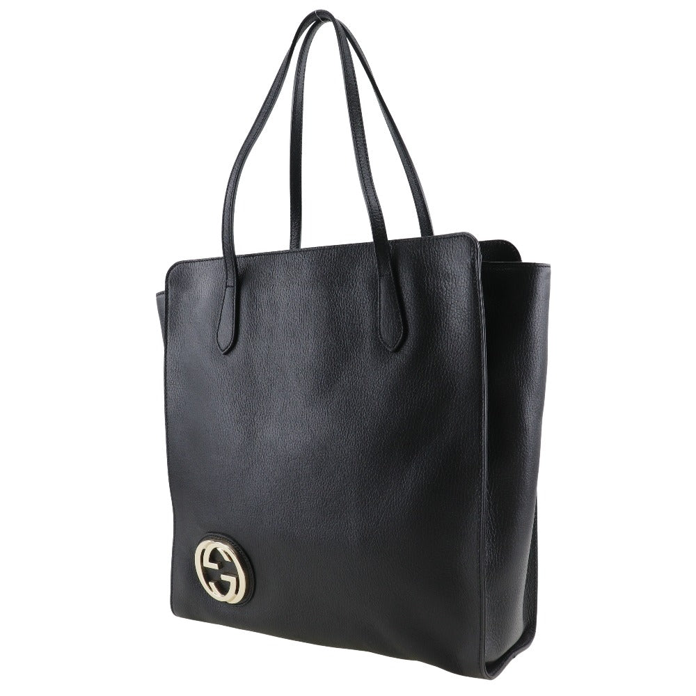 GUCCI Tote Bag 353581 leather black Interlocking G