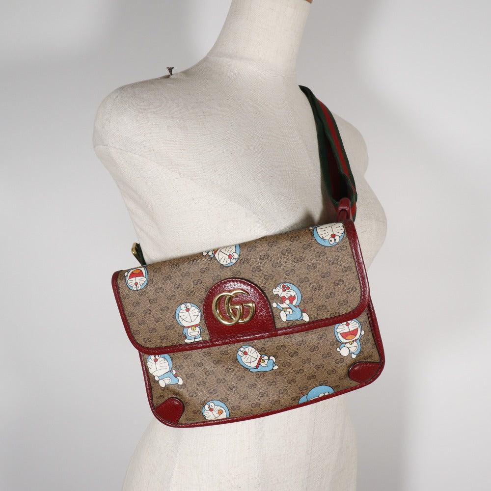GUCCI Waist bag 647817 GG Supreme Canvas Brown Sling bag Doraemon collaboration