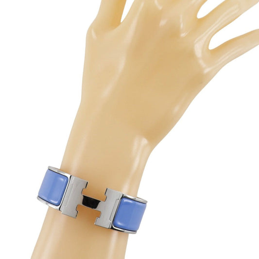 HERMES Bangle metallic Silver / blue H bangle Click crack GM
