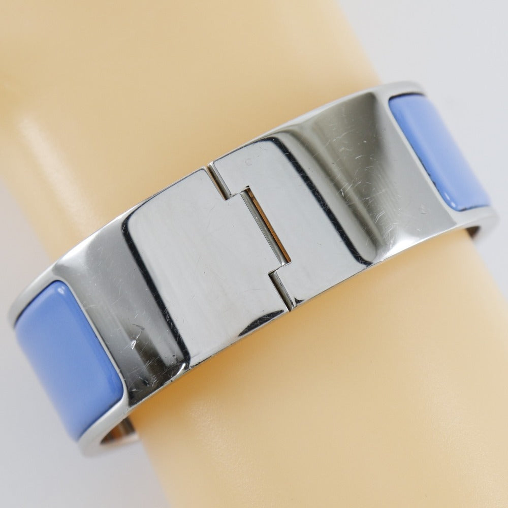 HERMES Bangle metallic Silver / blue H bangle Click crack GM