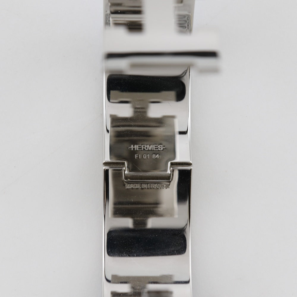 HERMES Bangle metallic Silver / blue H bangle Click crack GM
