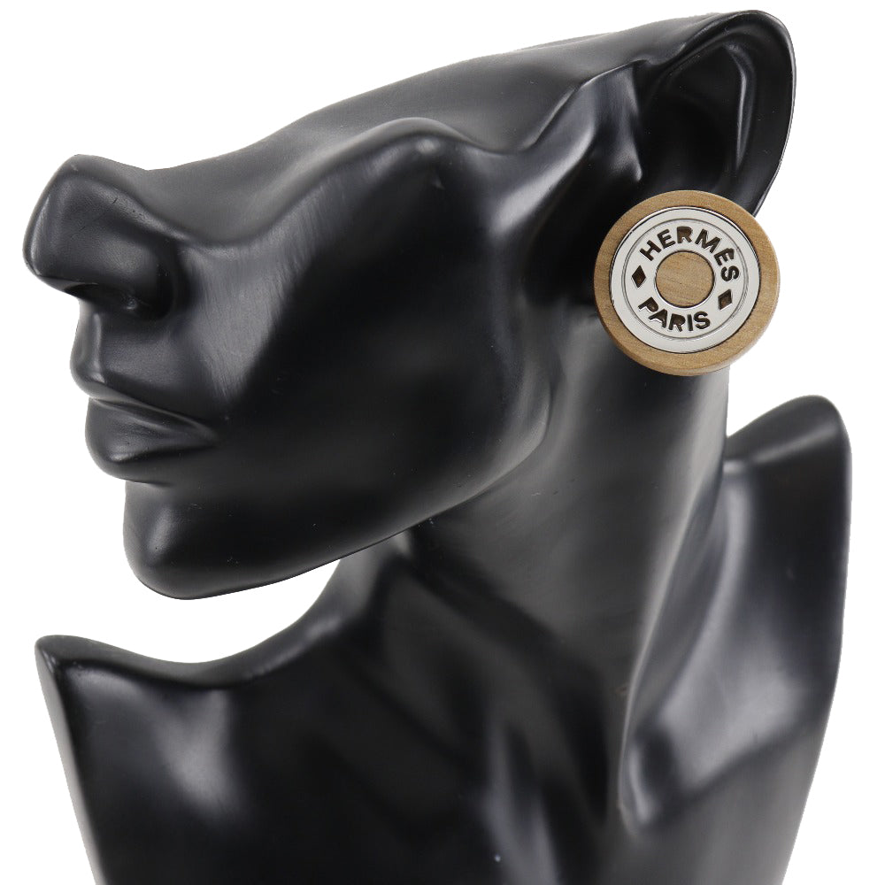 HERMES Earring Wood, Metal Silver Serie Women Used