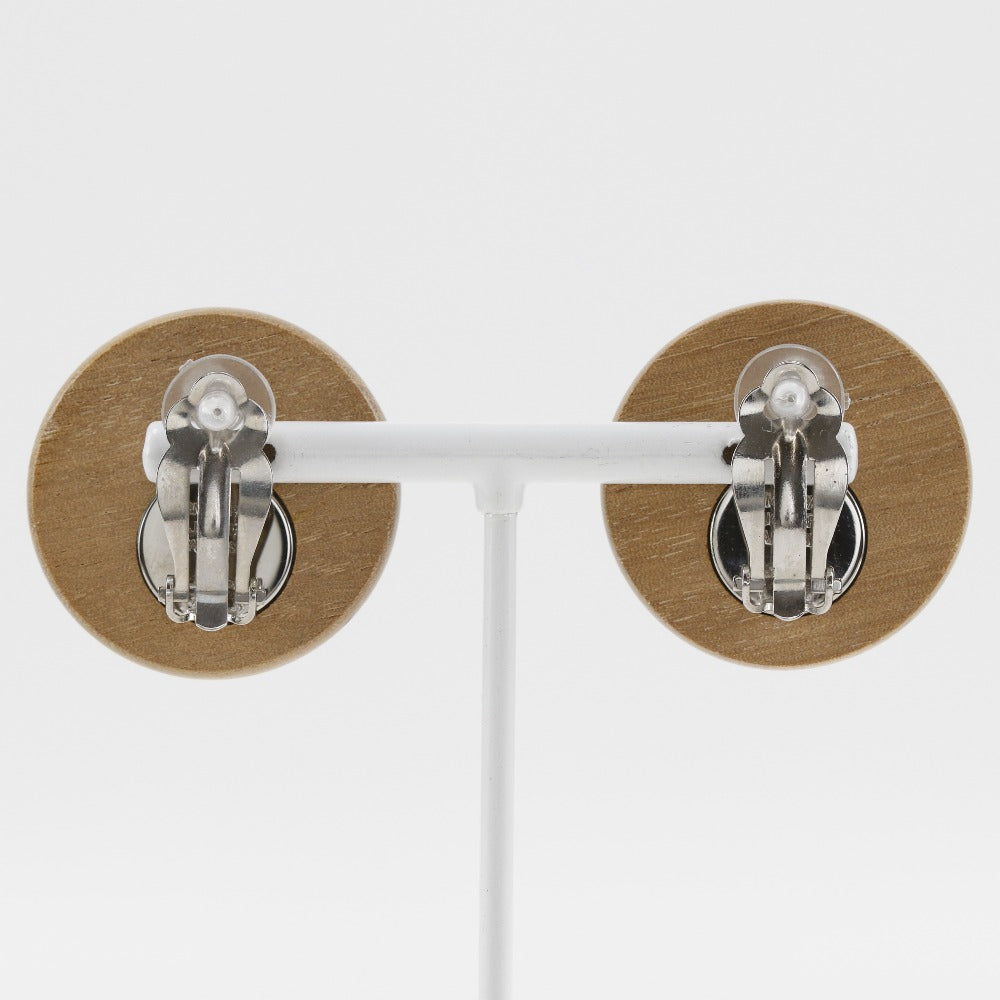 HERMES Earring Wood, Metal Silver Serie Women Used