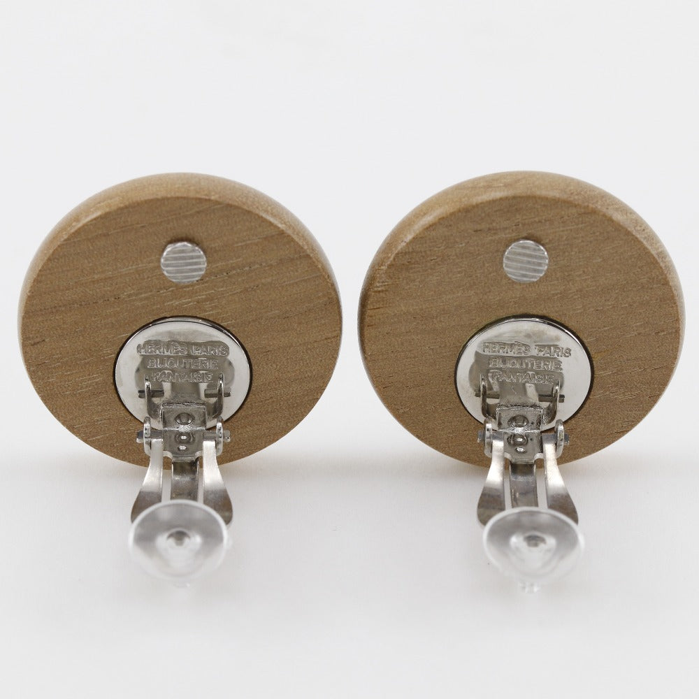 HERMES Earring Wood, Metal Silver Serie Women Used